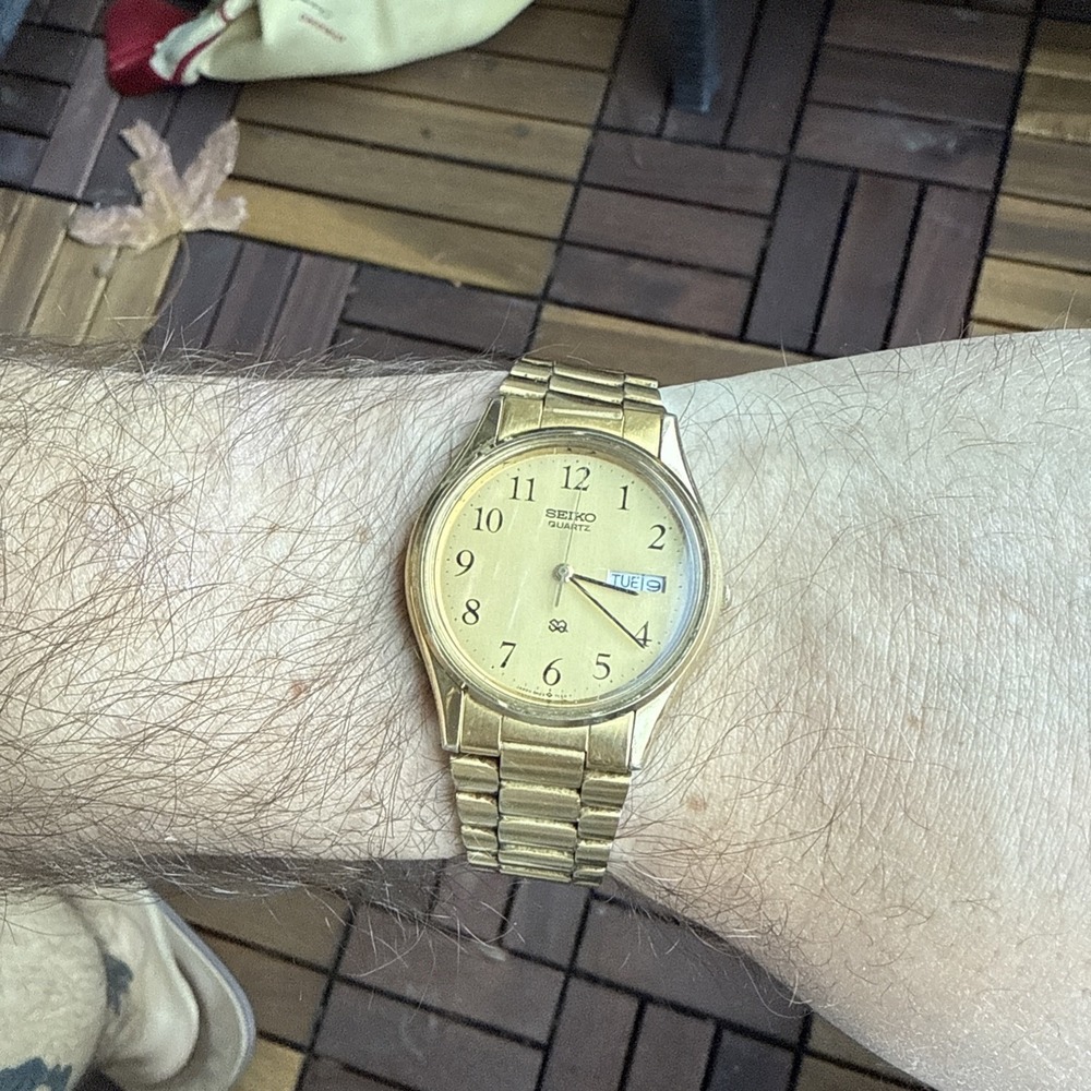 Rare Vintage SEIKO Mens Watch 1996 Golden Tone‎ OCTO With Date Month